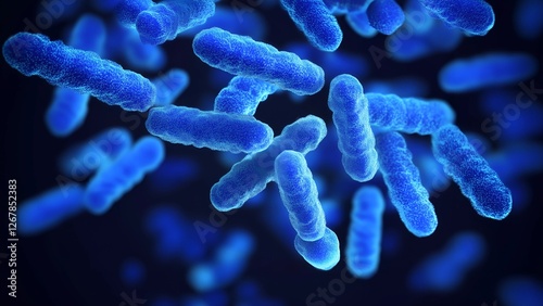 Microscopic view of blue bacteria, ideal for scientific or medical visuals