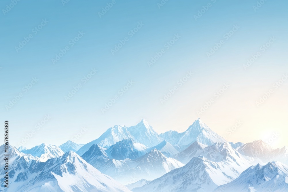 Majestic mountain ranges rise under a clear blue sky, showcasing the splendor of nature and endless horizons Majestic mountain ranges rise under a clear blue sky, showcasing the splendor of nature and endless horizons