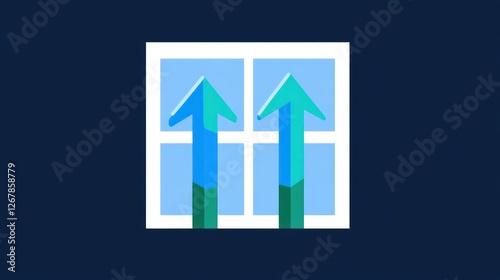 Free Download Two Upward Arrows in Window, Growth Concept, Business Illustration - GFXLoad