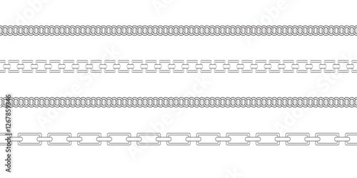 Chain Brush frames isolated on a white background. Chain brushes for fashion and  jewelry  digital illustration. Variety Design. EPS10