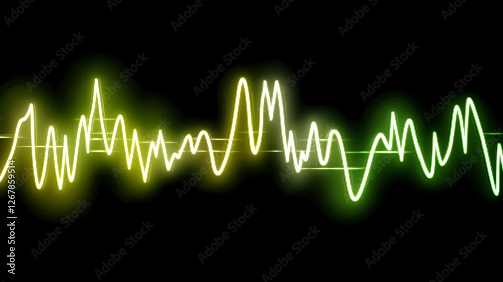 Obraz premium Abstract Neon Green Yellow Waveform