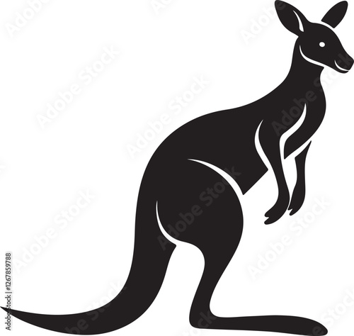 kangaroo silhouette, black and white silhouette, vector and illustration photo