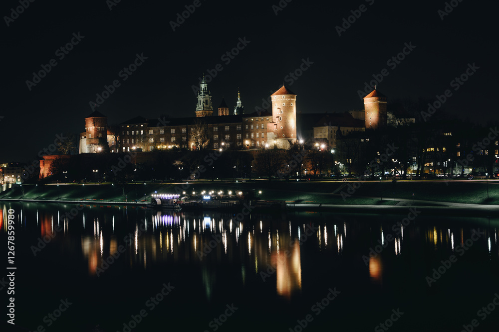 Krakow castle at night Krakow castle at night