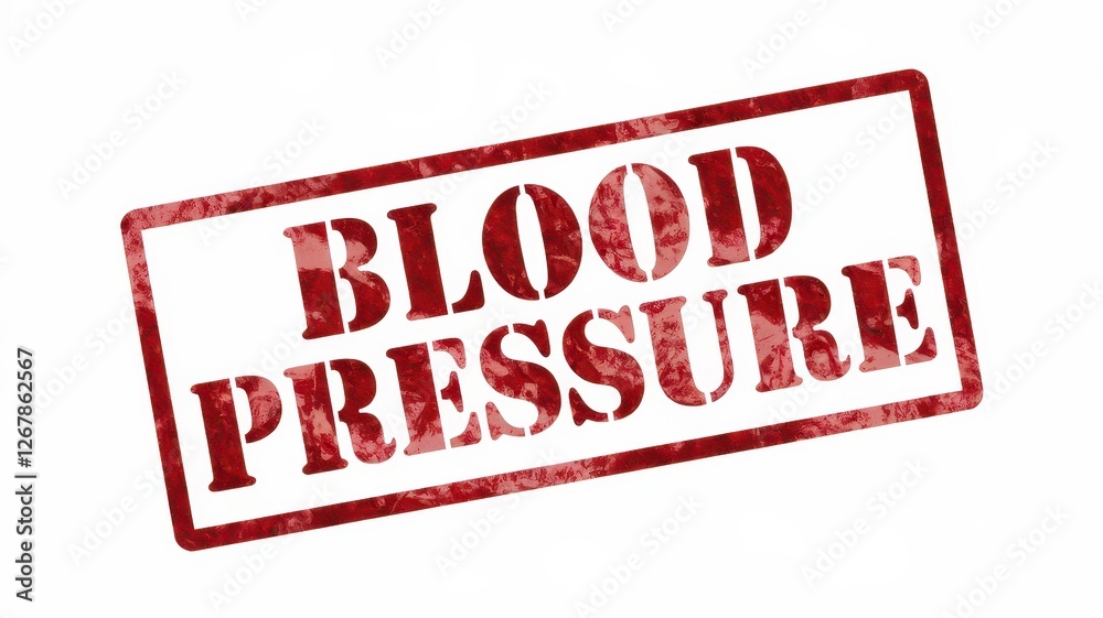 A red rubber stamp with the words blood pressure A red rubber stamp with the words blood pressure