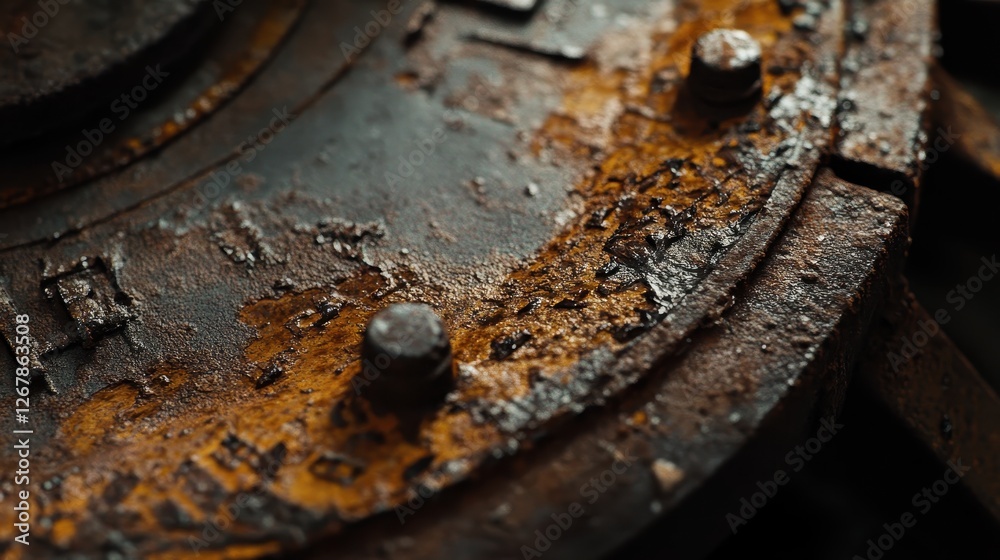 Close-up of rusted metal with intricate textures and bolts, showcasing the beauty of decay and industrial craftsmanship. Close-up of rusted metal with intricate textures and bolts, showcasing the beauty of decay and industrial craftsmanship.