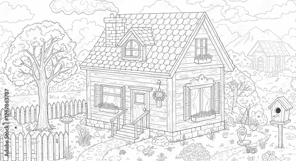 Detailed House & Home Building Design Coloring Book: Outline Sketch Doodle Illustrations with Page Drawing Elements Detailed House & Home Building Design Coloring Book: Outline Sketch Doodle Illustrations with Page Drawing Elements