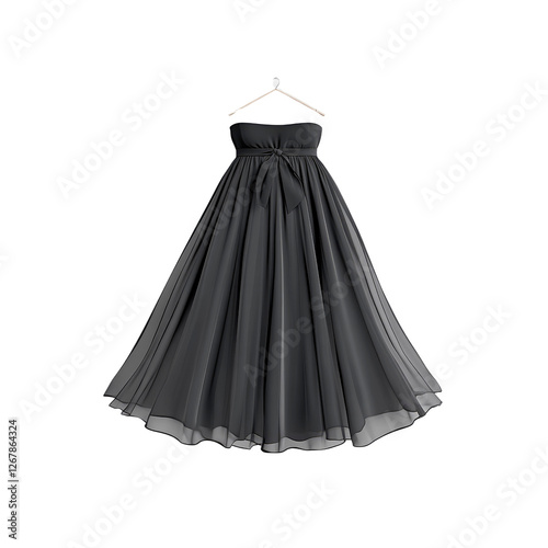 Elegant Black Chiffon Maxi Dress on Hanger