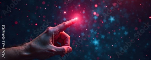 Fingertip pointing at a void , smartphone, isolation, null