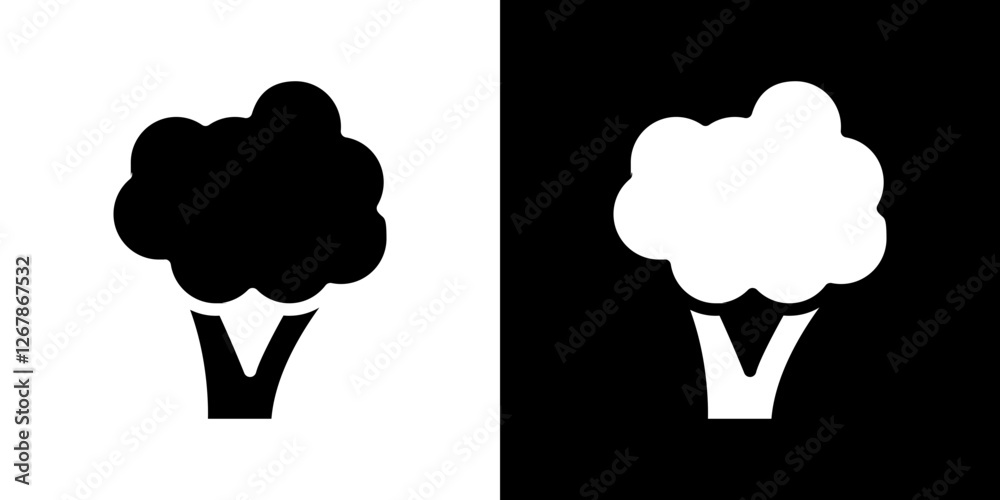 Broccoli icons vectors set in solid style. Broccoli icons vectors set in solid style.