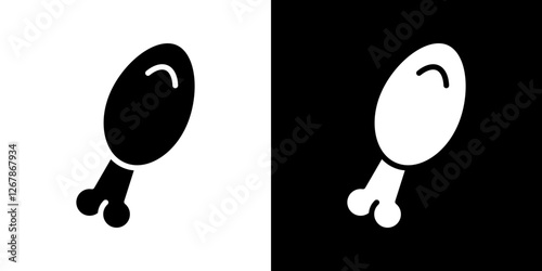 Chicken leg icons vectors set in solid style.