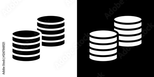 Coins stack icons vectors set in solid style.