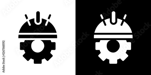 Construction worker icons vectors set in solid style.