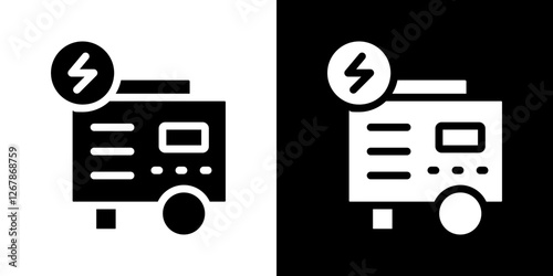 Electric generator icons vectors set in solid style.