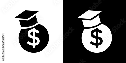 Education cost icons vectors set in solid style.