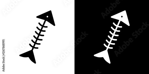 Fishbone icons vectors set in solid style.