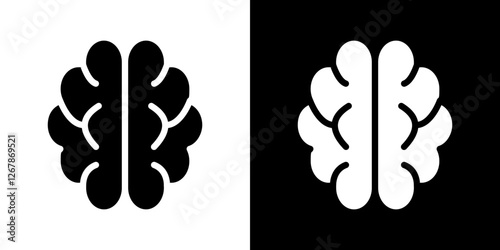 Human brain icons vectors set in solid style.