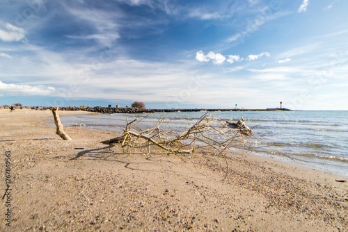 Agde, plage de la tamarissière dans l'Hérault (France)