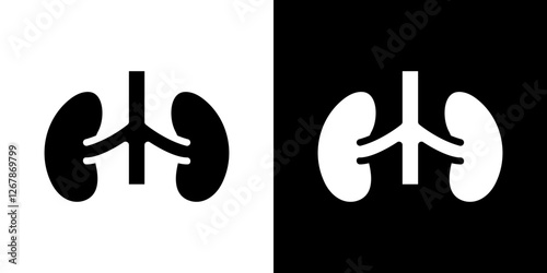Kidney icons vectors set in solid style.