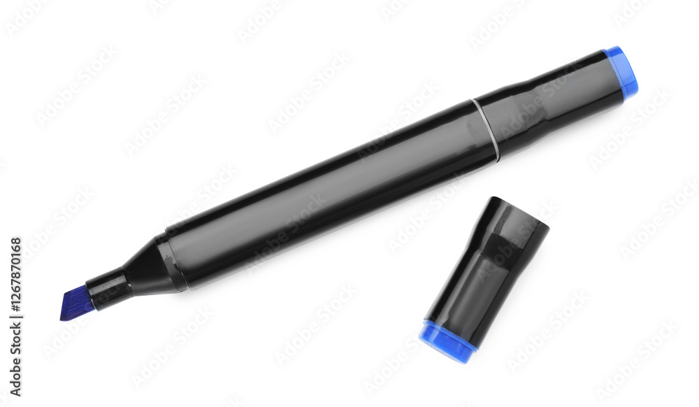 One double sided marker isolated on white, top view One double sided marker isolated on white, top view