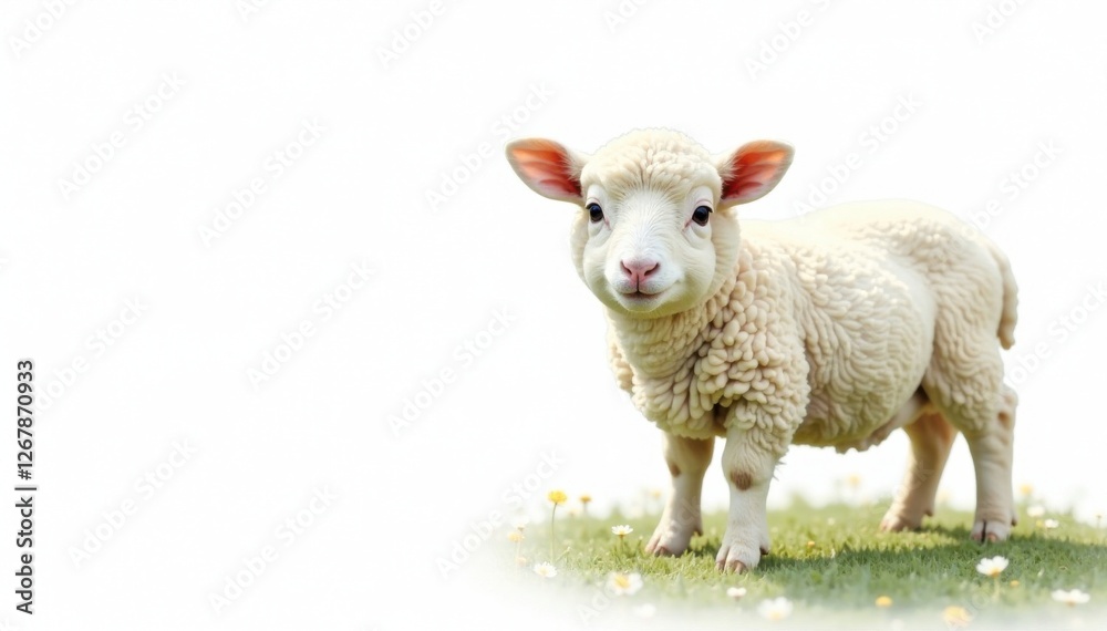 Fototapeta premium Sheep in isolation on white background, livestock, flock, sheep