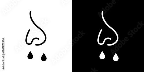 Runny nose icons vectors set in solid style.