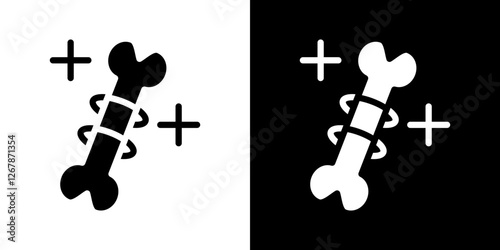 Strong healthy bones icons vectors set in solid style.