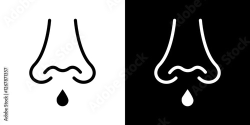 Stuffy nose icons vectors set in solid style.