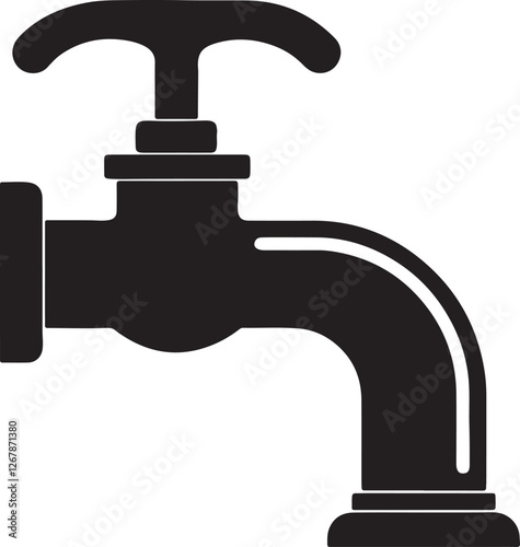 water taps silhouette, black and white silhouette, vector and illustration