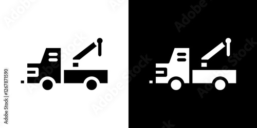 Tow truck icons vectors set in solid style.