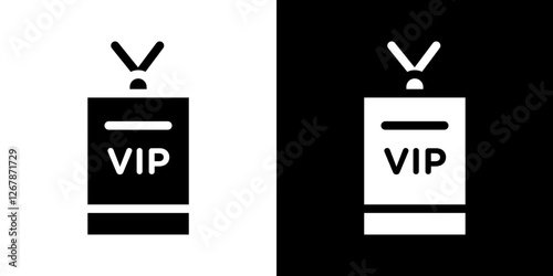 VIP neck tag icons vectors set in solid style.