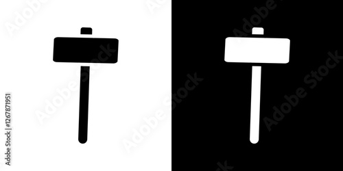 Wooden mallet icons vectors set in solid style.