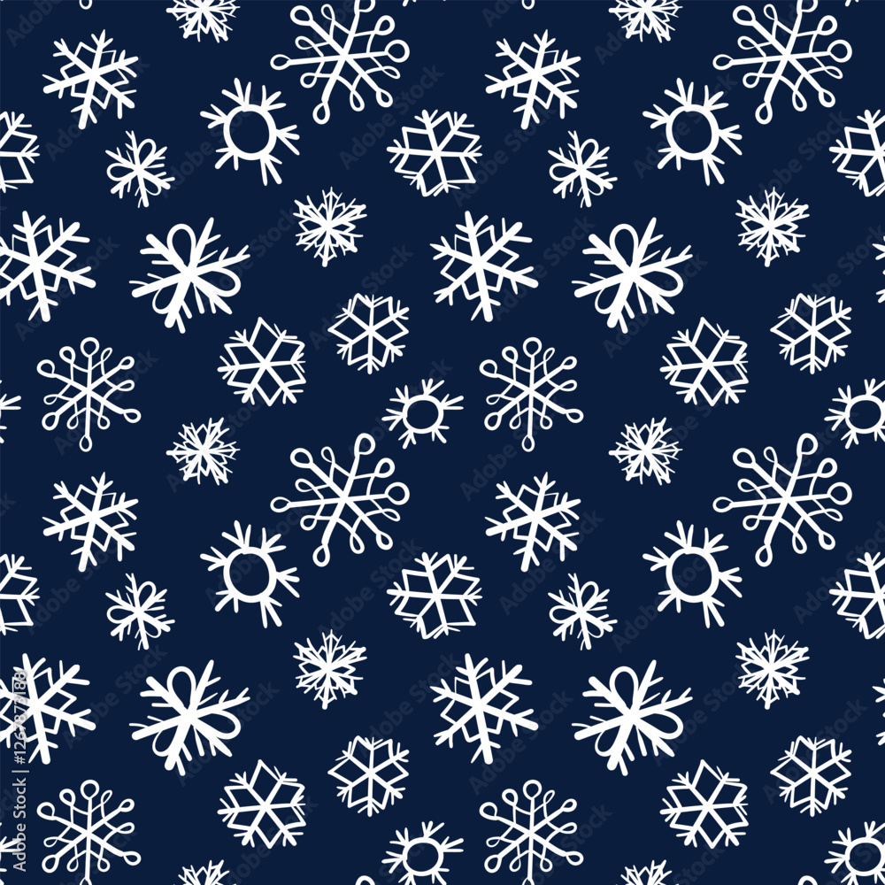 Winter seamless pattern with white snowflakes on color background. Vector illustration for fabric, textile wallpaper, posters, gift wrapping paper. Christmas vector illustration. Falling snow. Winter seamless pattern with white snowflakes on color background. Vector illustration for fabric, textile wallpaper, posters, gift wrapping paper. Christmas vector illustration. Falling snow.