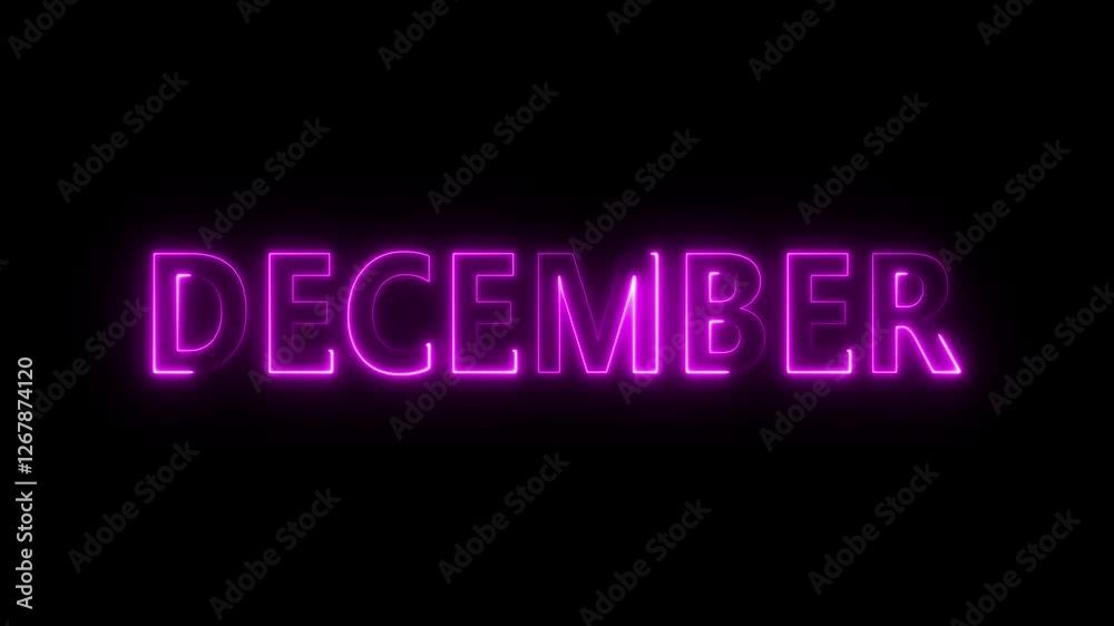 December Month. Electric Fire lighting text animation on black background. Abstract glowing December month text neon light effect background animation. December Month. Electric Fire lighting text animation on black background. Abstract glowing December month text neon light effect background animation.