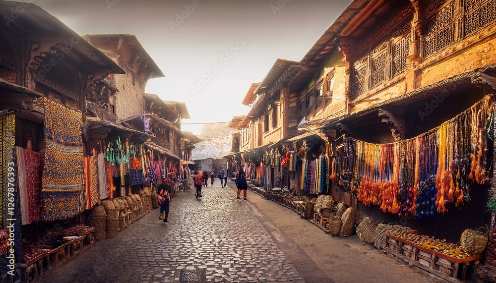 Fototapeta premium Traditional Kashmiri Marketplace in Srinagar in Srinagar, jammu and Kashmir, India