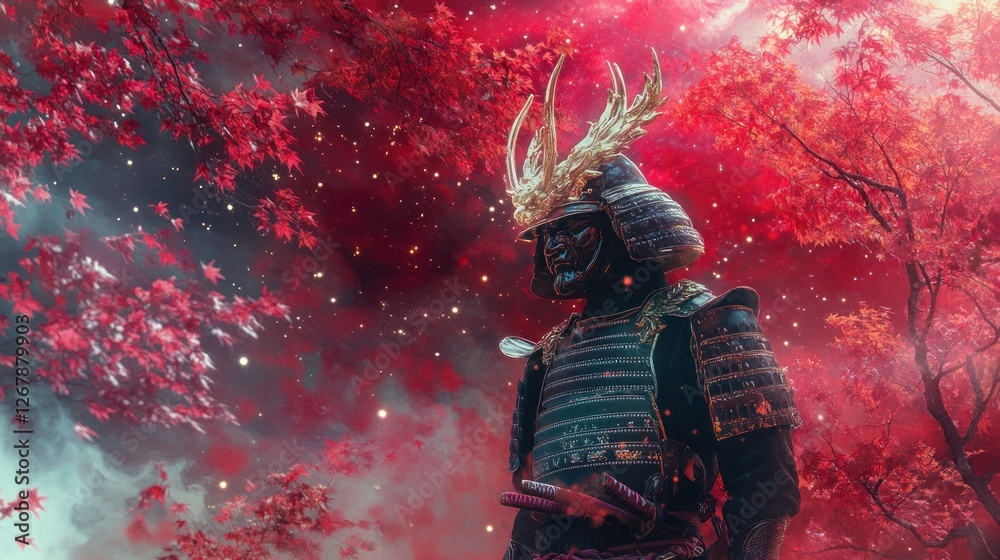 Samurai in Autumnal Fantasy: A Red and Gold Spectacle Samurai in Autumnal Fantasy: A Red and Gold Spectacle