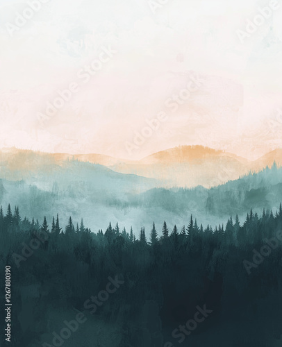 fog in the mountains watercolor