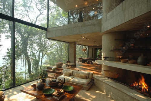 Wallpaper Mural Modern Concrete House With Panoramic Forest View Torontodigital.ca