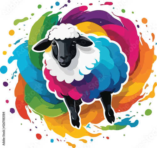 Colorful Sheep vector design, Sheep logo and icon Design, Dairy Sheep Illustration vector design