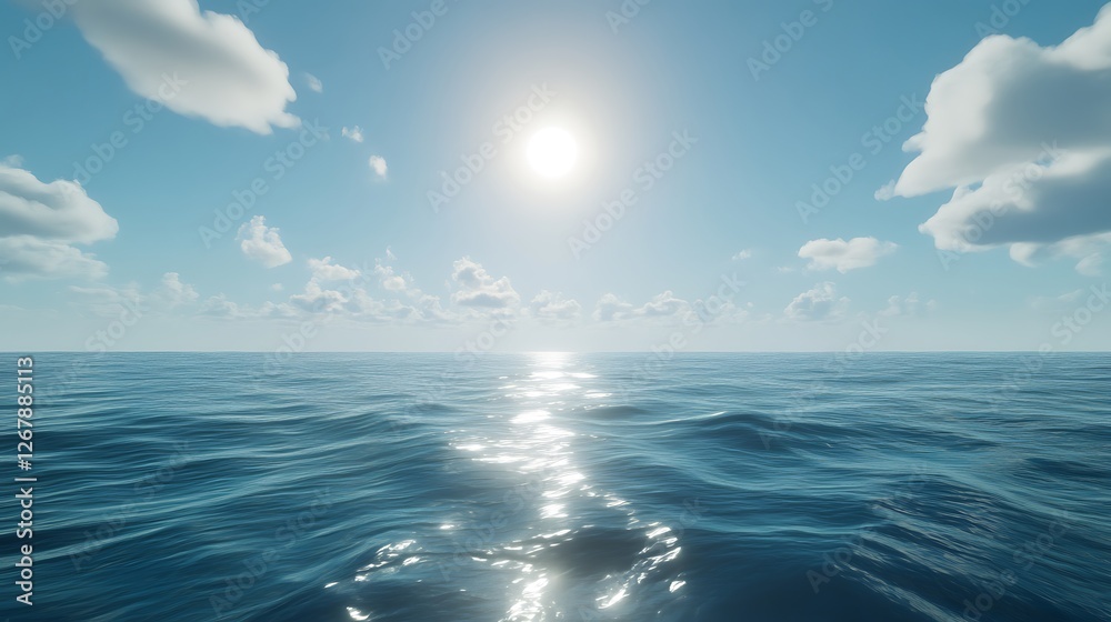 Fototapeta premium Shining sun above tranquil ocean waves pictures