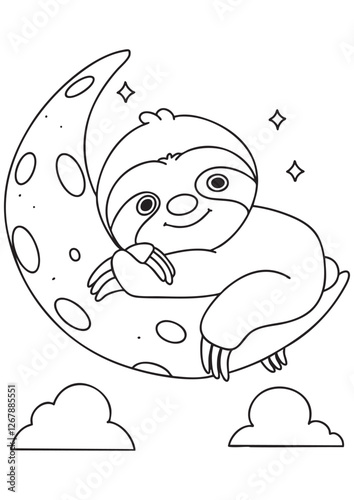 Coloring book sloth on the moon Color this sleepy stargazer. Perfect for kids and dreamers!