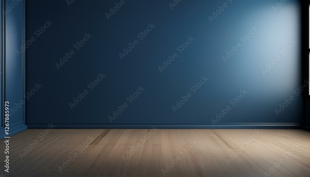 empty dark blue wall background in 3d render with subtle lighting effects and wood floor for creative design and presentation empty dark blue wall background in 3d render with subtle lighting effects and wood floor for creative design and presentation