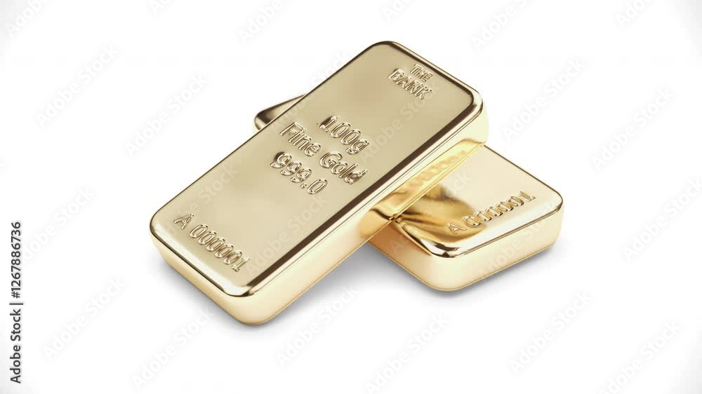 Gold bars and ingots isolated on white background. 3d animation Gold bars and ingots isolated on white background. 3d animation