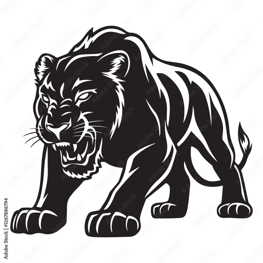 Fototapeta premium Black Panther in Motion – Dynamic Animal Illustration