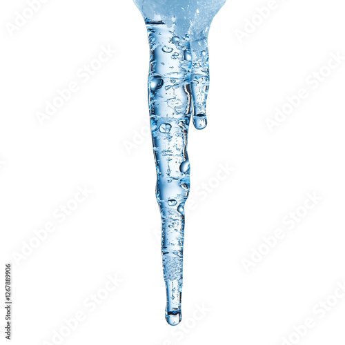 A icicle with intricate frozen details isolated on transparent background (2)