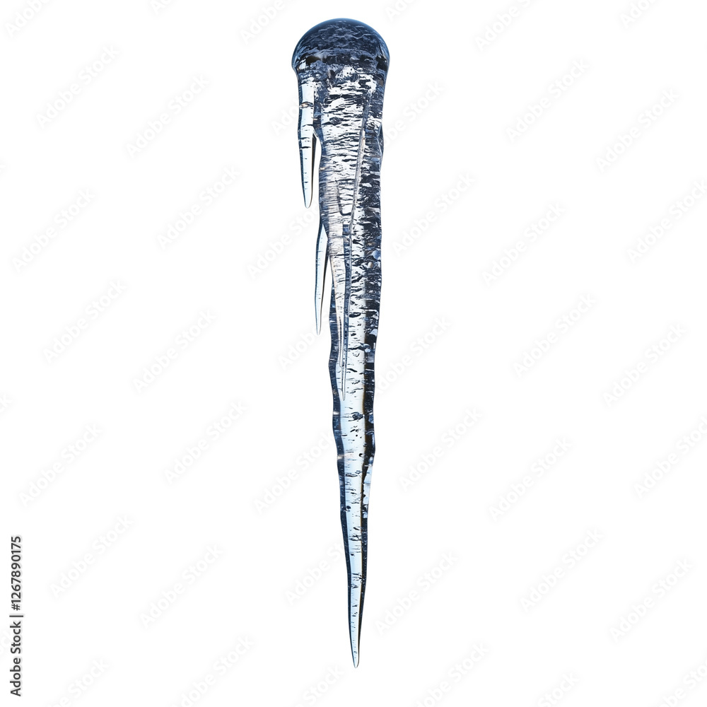Fototapeta premium A icicle with intricate frozen details isolated on transparent background
