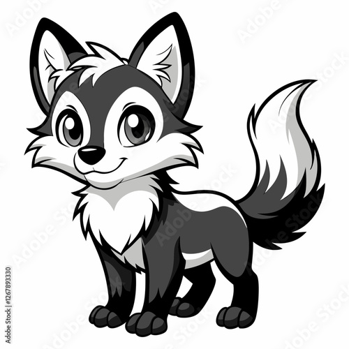 Cute Cartoon wolf  Vector Illustration"