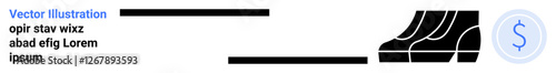 Abstract escalator lines paired with a dollar sign icon convey themes of finance, urban transport, commerce, and progress. Ideal for technology, banking, mobility, business, city planning growth