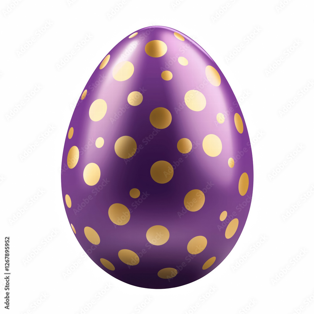 Realistic purple Easter egg with golden polka dots. Glossy and shiny finish. Isolated on transparent background. Generative Ai. Realistic purple Easter egg with golden polka dots. Glossy and shiny finish. Isolated on transparent background. Generative Ai.