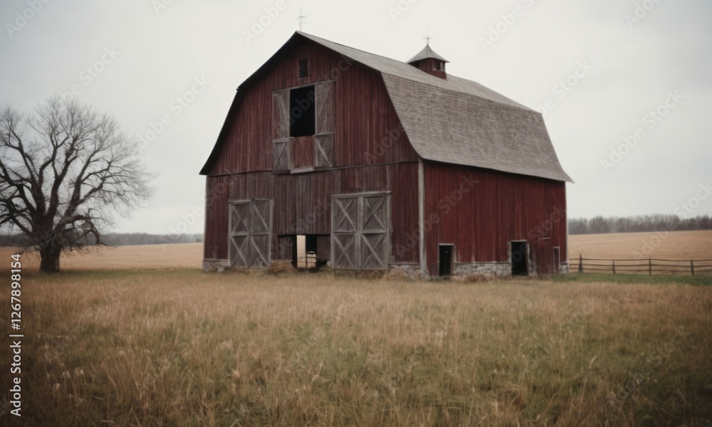 A rustic red barn stands alone in a vast field under a cloudy sky, showcasing rural charm and natural beauty. A rustic red barn stands alone in a vast field under a cloudy sky, showcasing rural charm and natural beauty.