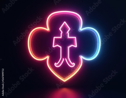 Glowing Neon Girl Scout Trefoil Logo photo